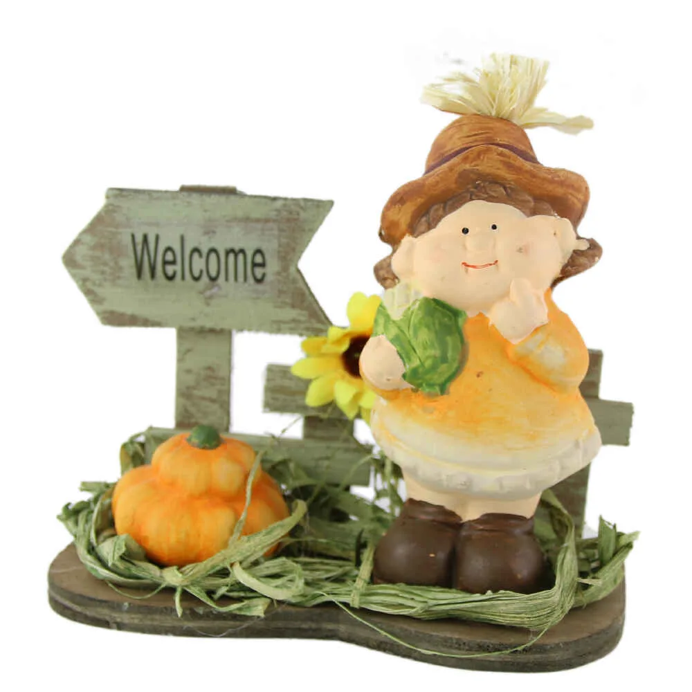 Decor toamna "Welcome" cu figurina din ceramica 15 CM