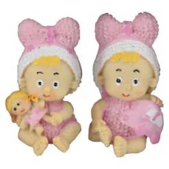 Set 2 figurine rasina cu adeziv Fetite cu jucarii 6 CM