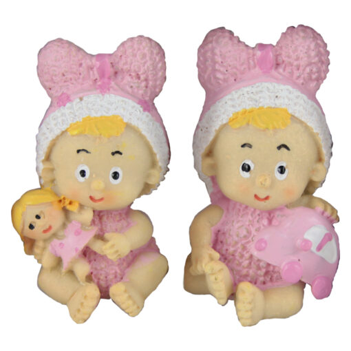 Set 2 figurine rasina cu adeziv Fetite cu jucarii 6 CM