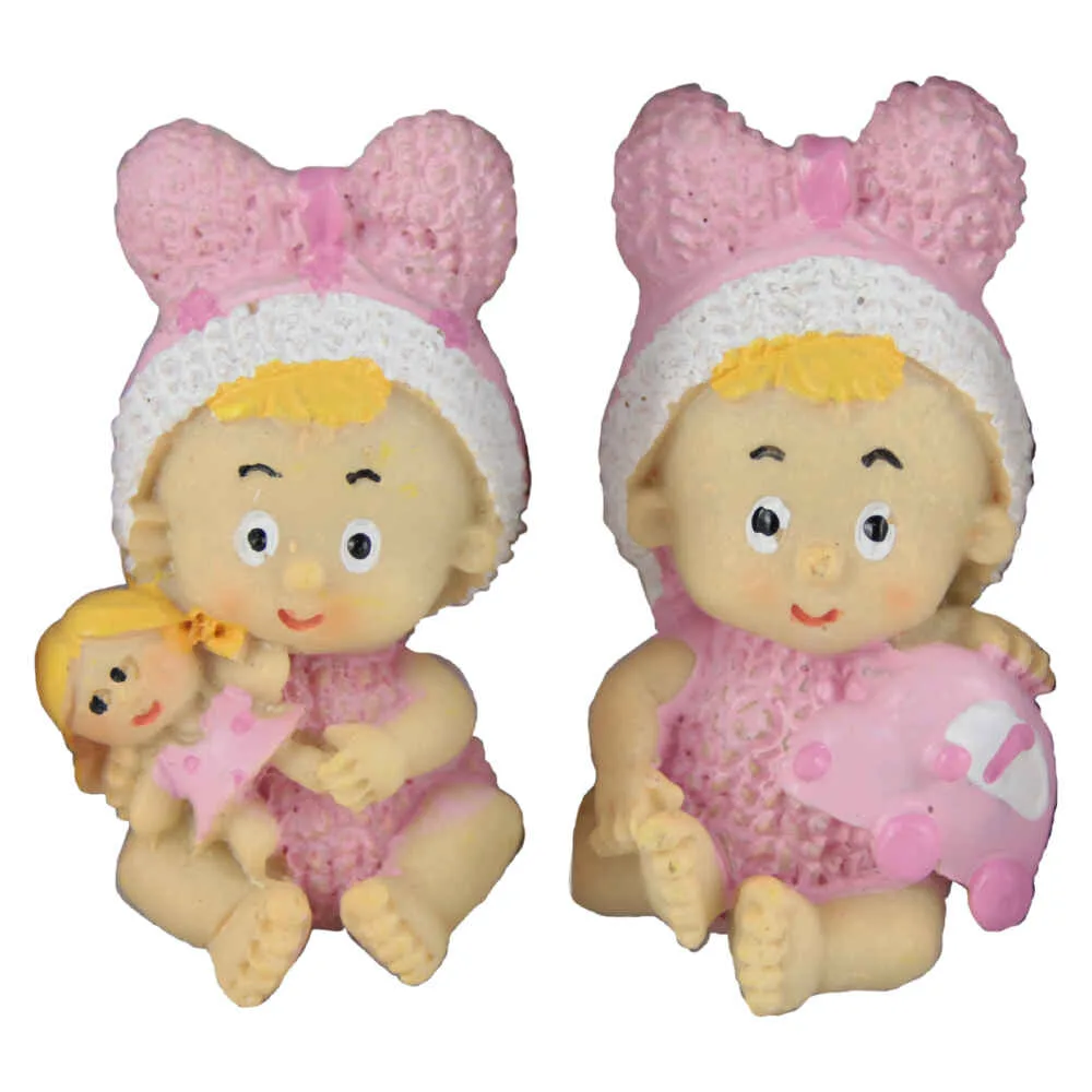 Set 2 figurine rasina cu adeziv Fetite cu jucarii 6 CM