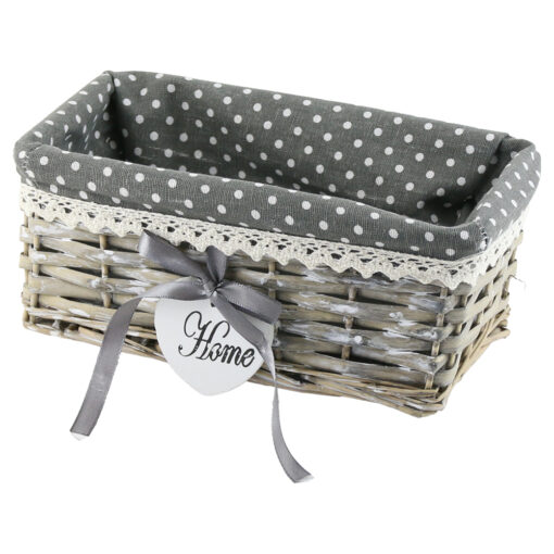 Cos din rachita cu husa "Home" 25x15x11 CM, gri cu buline