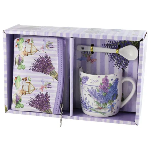 Cana cu lingurita si portfard "Lavender"