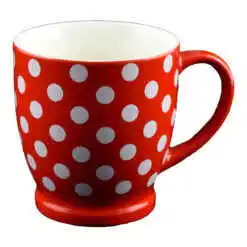 Cana ceramica rosie cu buline, 200 ml