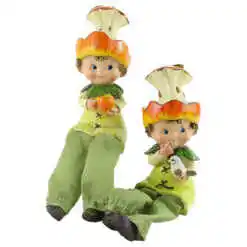 Pereche figurine Copii cu mere, cu picioare textil 20 CM