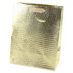 Punga cadou din hartie 18x23 CM Gold - Design piele