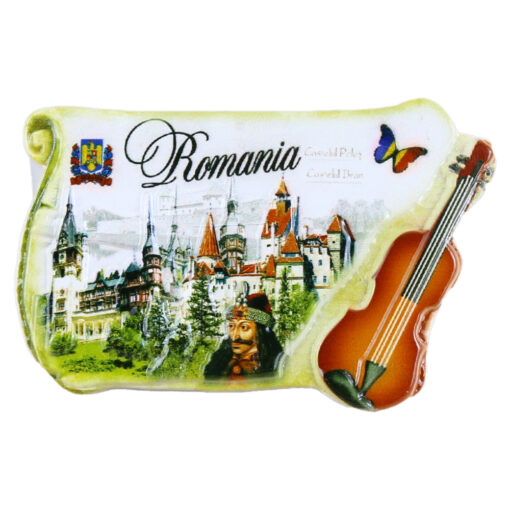 Magnet de frigider din rasina, Castele&Vioara 8x5 CM