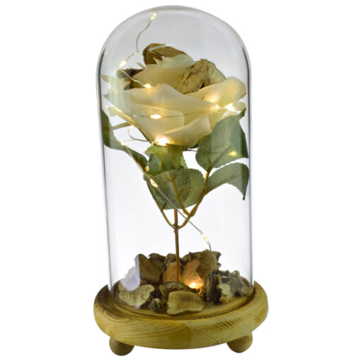Trandafir in cupola de sticla cu lumini led 12x24 CM, Culori variate