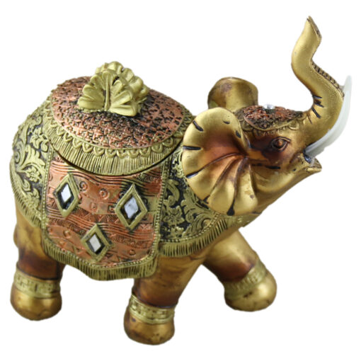 Caseta bijuterii elefant din rasina aurie 16 CM