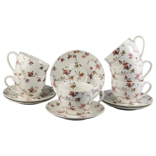 Set 6 cesti cu farfurii din portelan 250 ml "Safa"