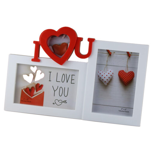 Rama foto din plastic 2 poze "I Love You" Dim. poze 10x15 CM
