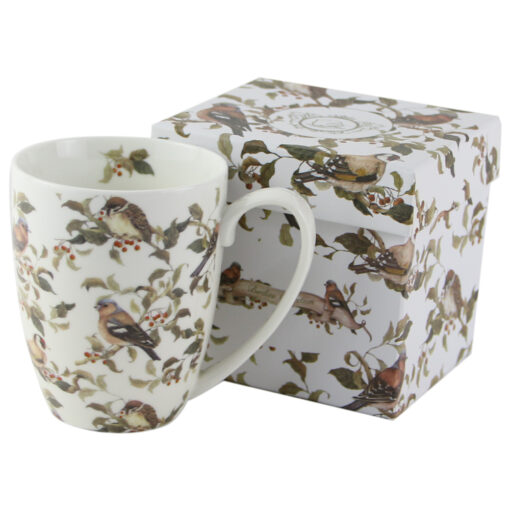 Cana portelan 380 ml "Pasari" in cutie decorativa