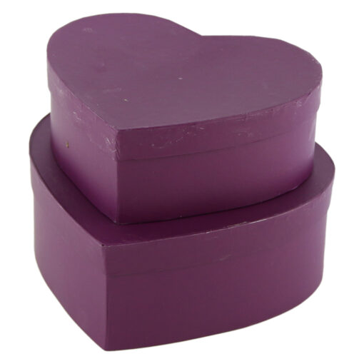Set 2 cutii cadou Inimioara cu capac, Magenta 19/22 CM