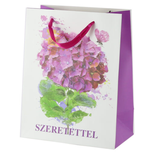 Punga cadou din hartie 18?23 CM - "Szeretettel", hortensie