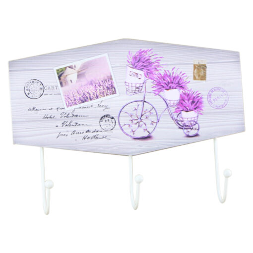 Cuier din lemn cu trei carlige, Lavanda 27x13 CM