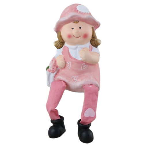 Figurina Fata din ceramica 7x18 CM, cu picioare textil, roz