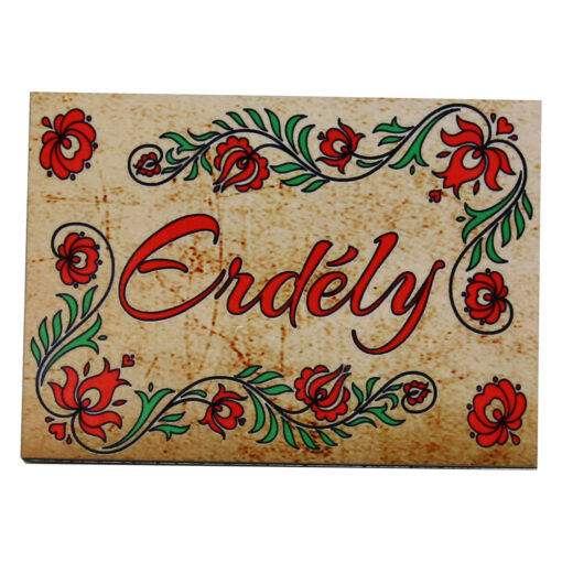 Magnet de frigider din lemn 7x5 CM, "Erdely", motive florale
