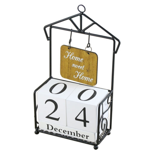Calendar perpetuu din lemn "Home sweet home" 12x24 CM