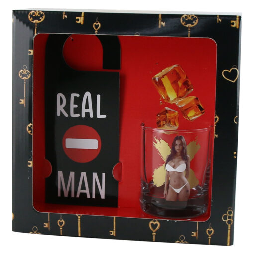 Pahar whiskey termosensibil 180 ml cu semn pentru camera "Real Man"