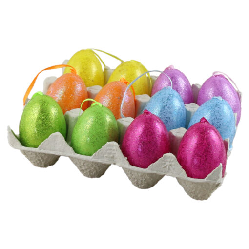 Set 12 oua din plastic 6 CM, cu cofraj, cu glitter