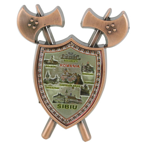 Magnet de frigider Scut "Romania" 5.5x7 CM, din metal