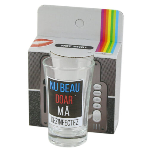 Pahar shot 35 ml "Nu beau...", in ambalaj decorativ