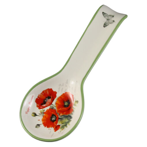 Suport lingura din ceramica, Flori de maci, 9x23 CM