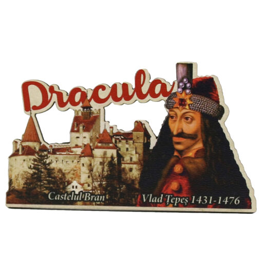 Magnet frigider din lemn, 9x5 CM, Romania, Vlad Tepes