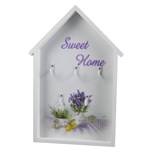 Suport pentru chei cu 5 carlige "Sweet Home", 21x31 CM, lavanda