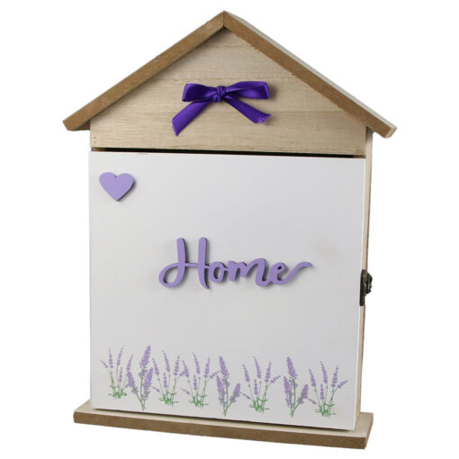 Cutie pentru chei, din lemn "Home", 22x28 CM, lavanda