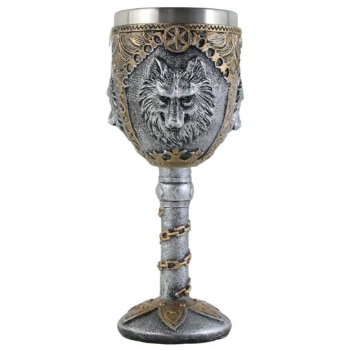 Pahar din metal si rasina Lup 8x18 CM