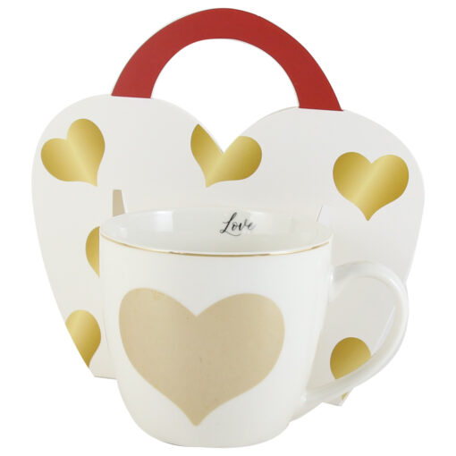 Cana portelan "Gold Heart", 460 ml, in ambalaj decorativ