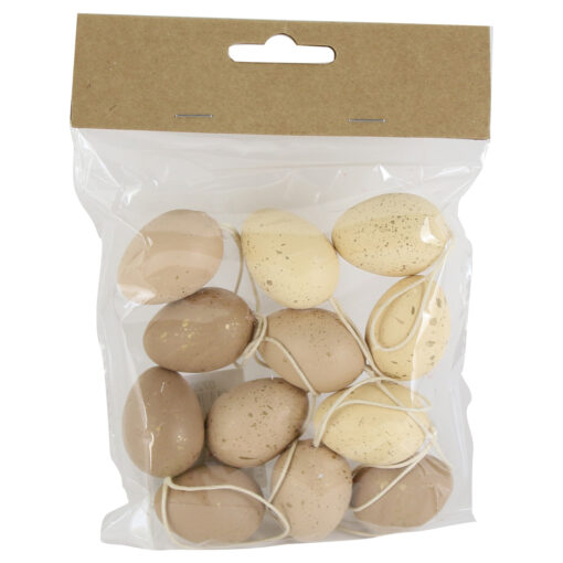 Set 12 oua din plastic 3x4 CM, natur pestrite