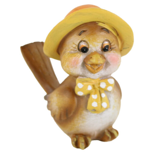 Figurina Pasare cu palarie, din rasina, 5x7 CM