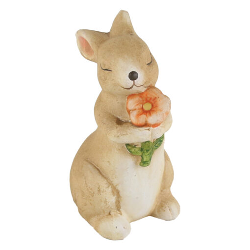 Figurina Iepuras cu florare, din ceramica, 5x11 CM