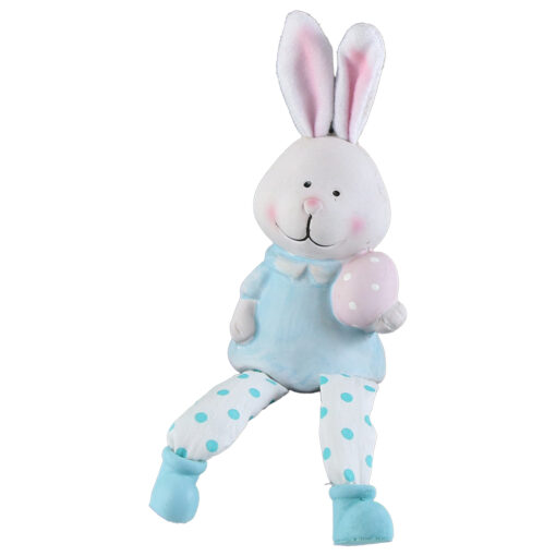 Figurina Iepuras cu ou, din ceramica, cu picioare mobile 8x21 CM