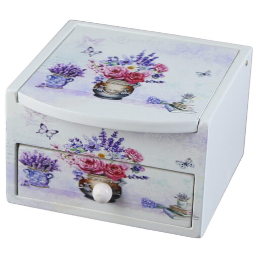 Cutie de bijuterii din lemn cu doua sertare 9.5x10 CM - Lavender