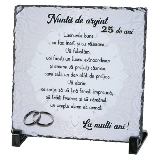 Placa ardezie "Nunta de argint 25..." 19x19 CM