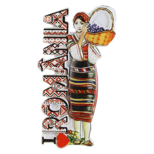 Magnet de frigider din rasina 5x10 CM, Femeie in port traditional