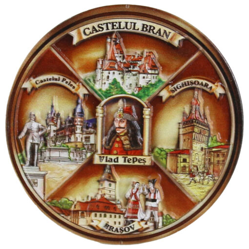 Magnet de frigider din rasina 7 CM, Romania, Orase/Vlad Tepes