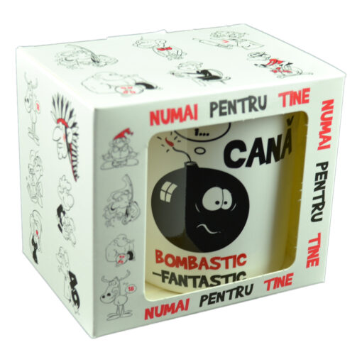 Cana ceramica 300 ml, "Bombastic-Fantastic", in cutie decorativa - Funny Mug