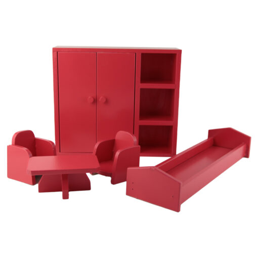 Set mobilier dormitor 5 piese realizate din lemn - Rosu