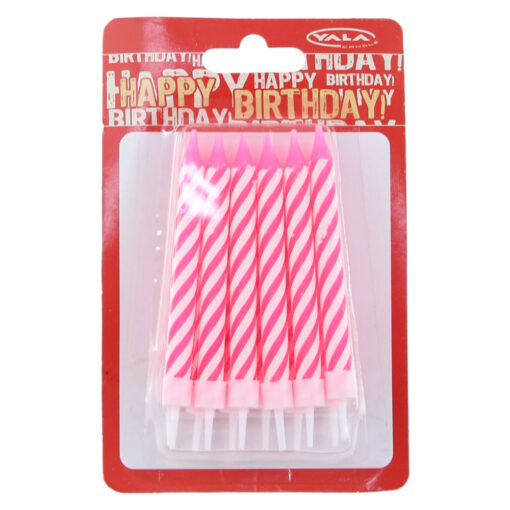 Set 12 lumanari roz pentru tort 10 CM