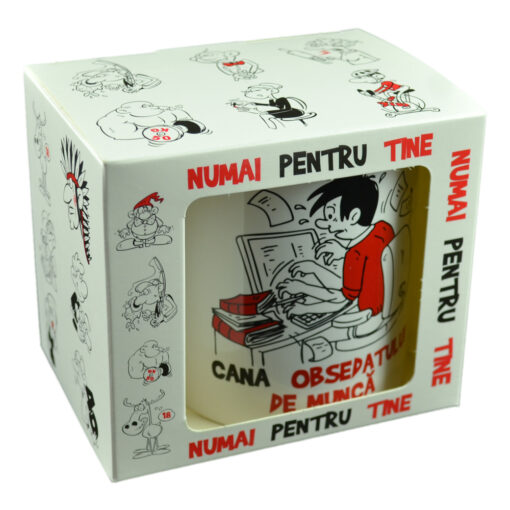 Cana ceramica 300 ml "Cana Obsedatului de munca", in cutie decorativa - Funny Mug