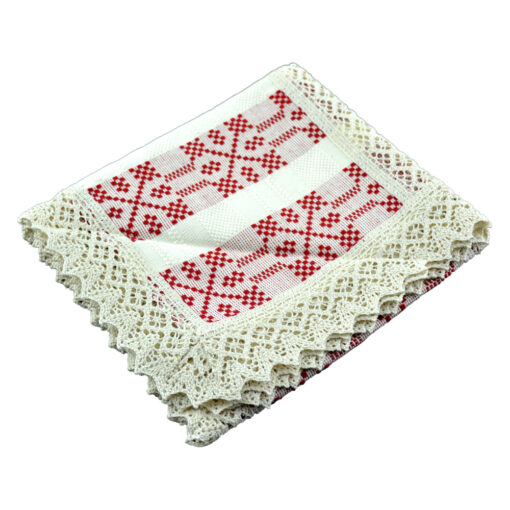 Fata de masa artizanat 75x45 Crem/Rosu, 80 % bbc, 20 % acril