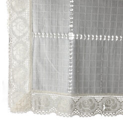 Fata de masa rustica din bumbac, 140x320 CM, cu dantela trandafir