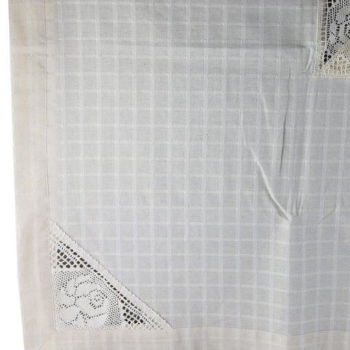 Fata de masa din bumbac 90x90 CM, cu model trandafir, ecru