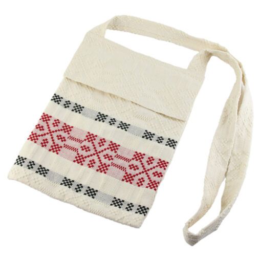 Traista cu baier, artizanat 18x25 CM, 100 %b bumbac Crem/rosu/negru