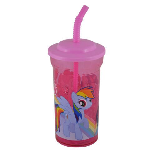 Pahar realizat din plastic cu capac si pai - 460 ml - Design Pony