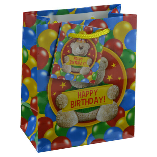Punga cadou din  hartie 11x14 CM, Ursulet "Happy Birthday"