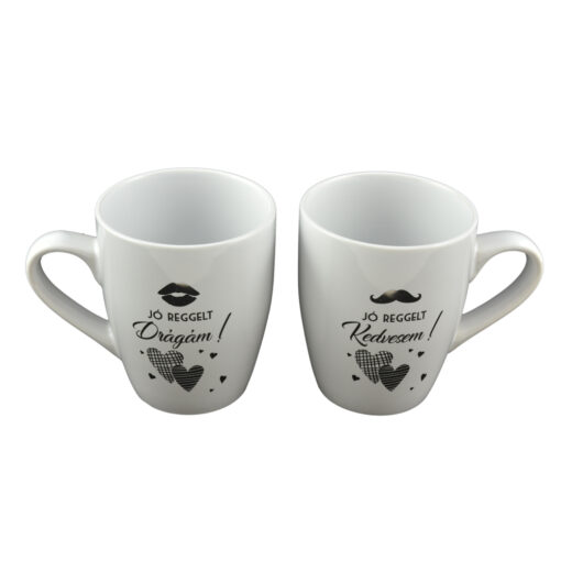 Set 2 cani Wedding din ceramica 300 ml - Jo reggelt Dragam!/Jo reggelt Kedvesem!